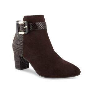 KAREN SCOTT Womens Brown Comfort Ivyy Almond Toe Block Heel Zip-Up Booties 5 M